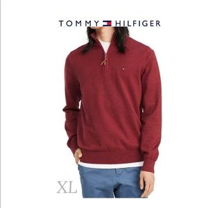 Tommy Hilfiger 1/4 Zip Up Sweater for men featuring a zipper closure.